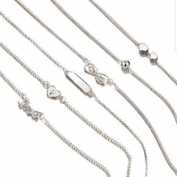 6 PC Silver Charm Bracelet/Anklet Set - Picture 2 of 4